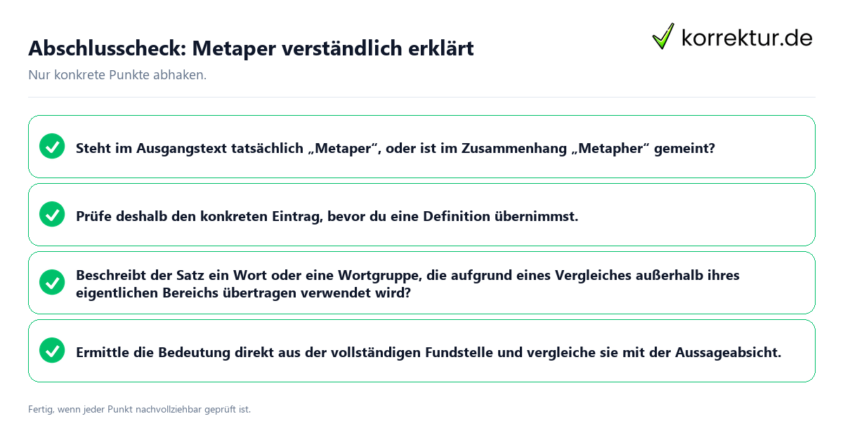 Konkreter Abschlusscheck zu Metaper verständlich erklärt