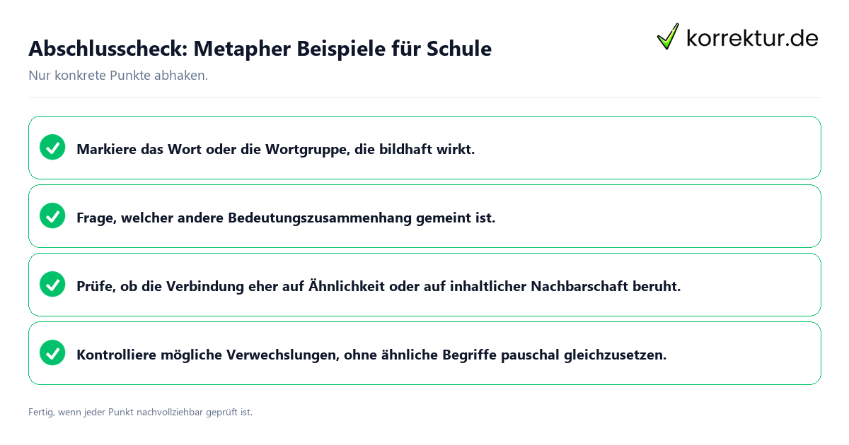 Konkreter Abschlusscheck zu Metapher Beispiele für Schule