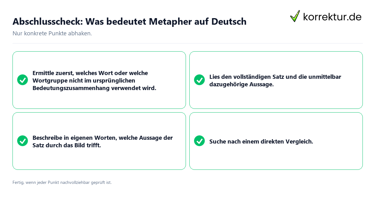 Abschlusscheck: Was bedeutet Metapher auf Deutsch Konkreter Abschlusscheck zu Was bedeutet Metapher auf Deutsch