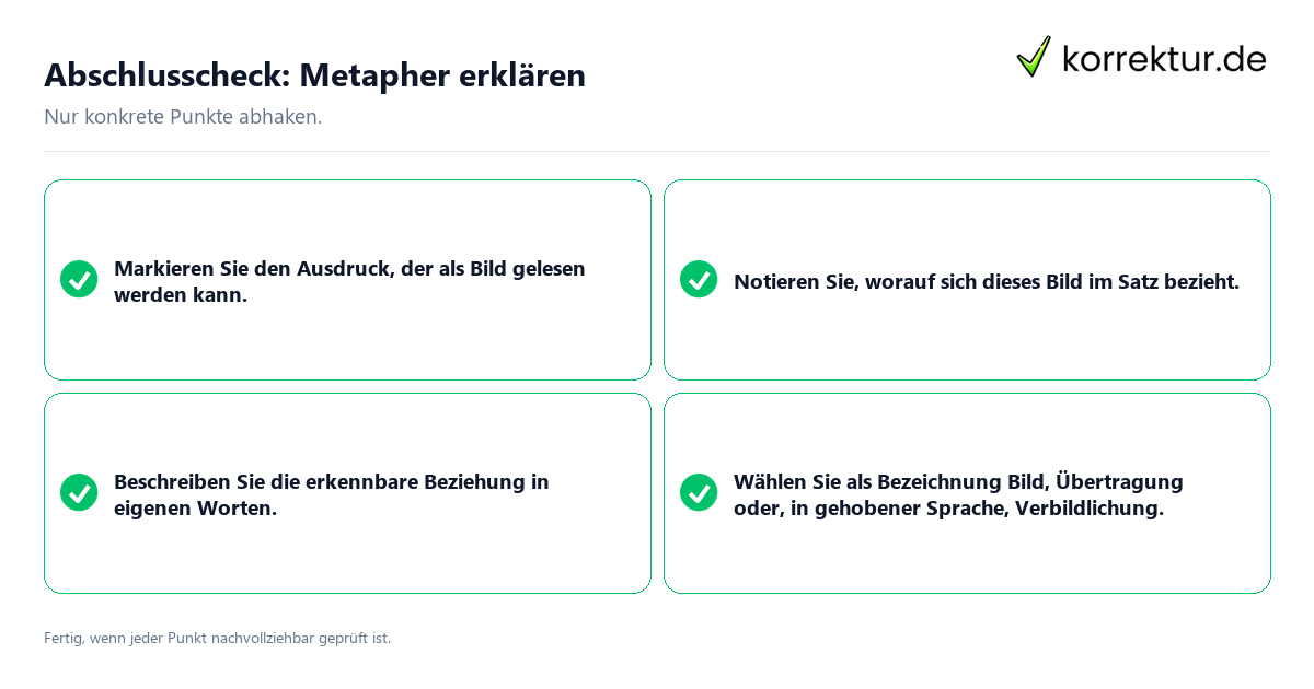 Konkreter Abschlusscheck zu Metapher erklären