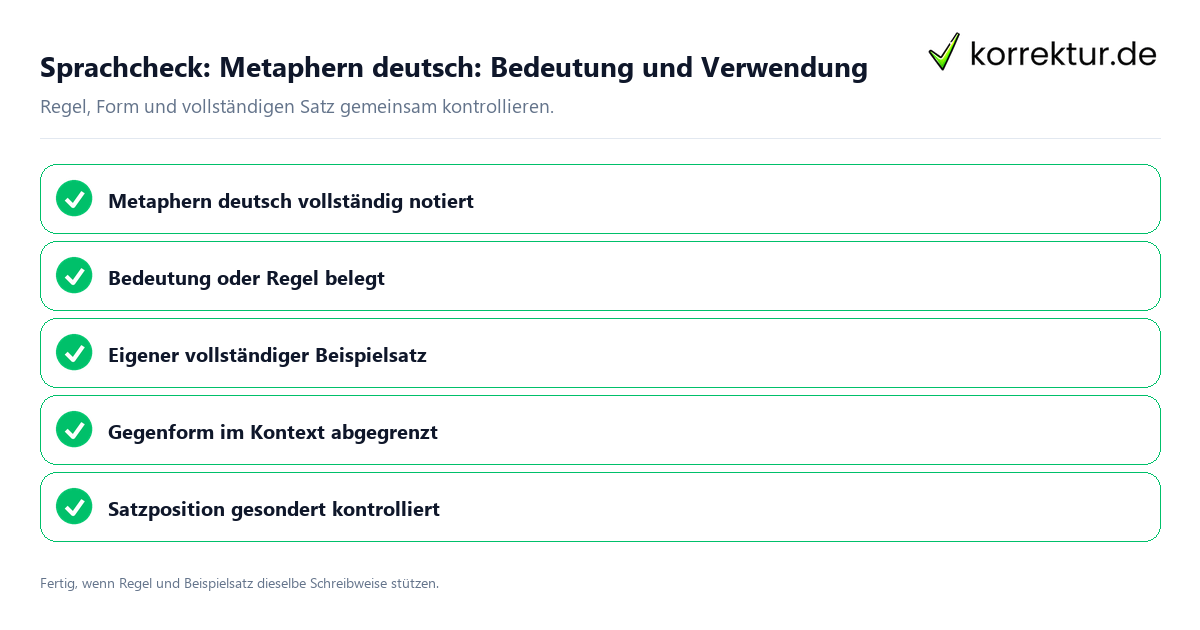 Sprachcheck: Metaphern deutsch: Bedeutung und Verwendung Konkreter Sprachcheck zu Metaphern deutsch: Bedeutung und Verwendung mit Regel und vollständigem Beispielsatz