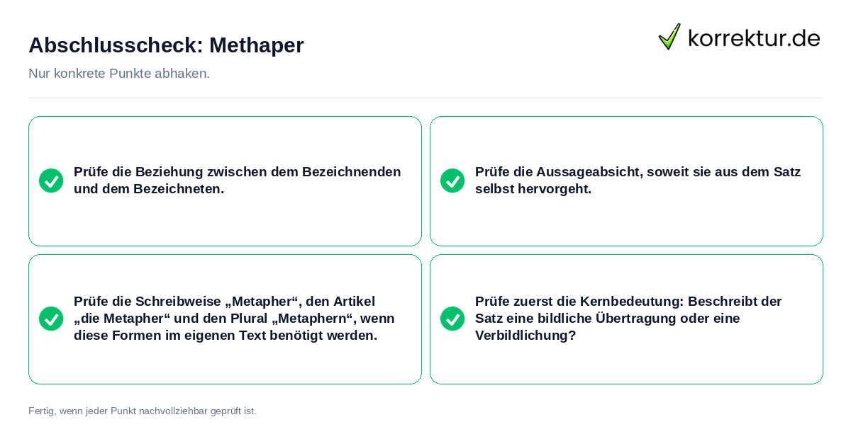 Abschlusscheck: Methaper Konkreter Abschlusscheck zu Methaper