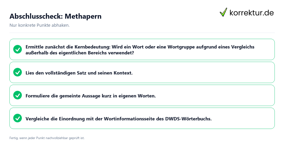 Konkreter Abschlusscheck zu Methapern