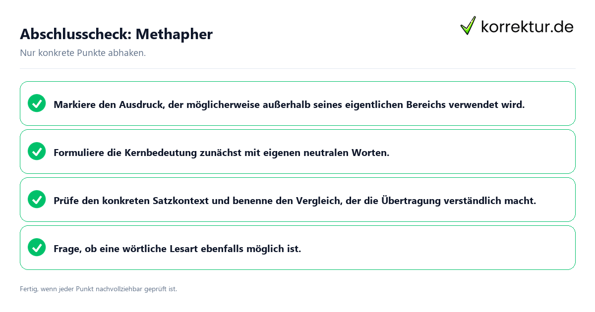 Konkreter Abschlusscheck zu Methapher