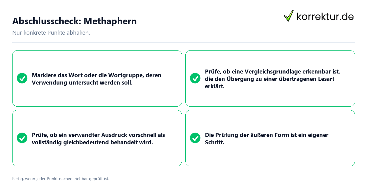 Konkreter Abschlusscheck zu Methaphern