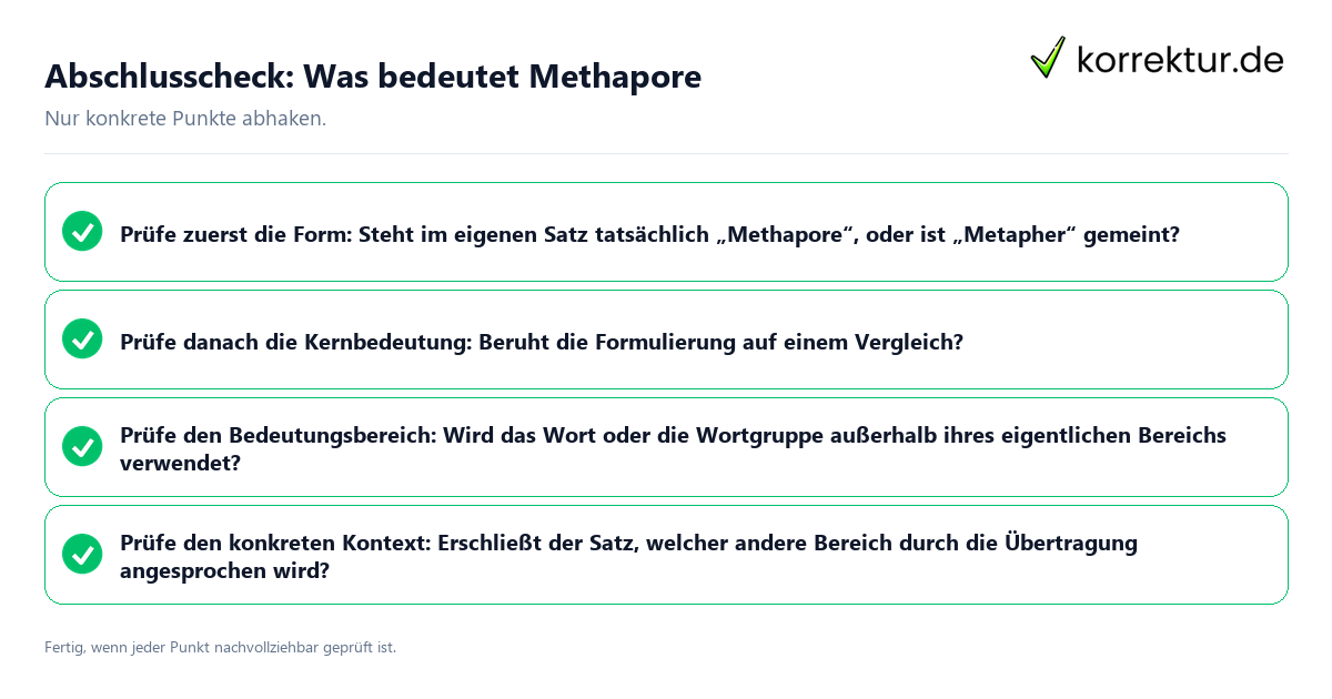 Abschlusscheck: Was bedeutet Methapore Konkreter Abschlusscheck zu Was bedeutet Methapore