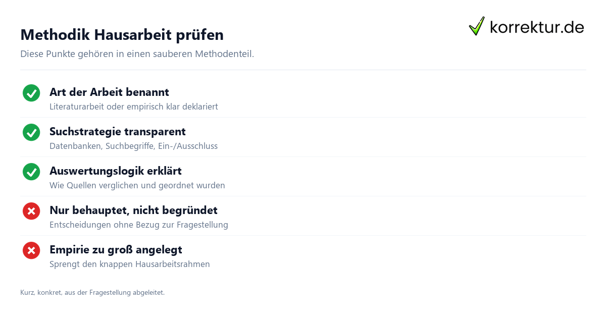 Methodik Hausarbeit prüfen Methodik Hausarbeit: Checkliste für den Methodenteil