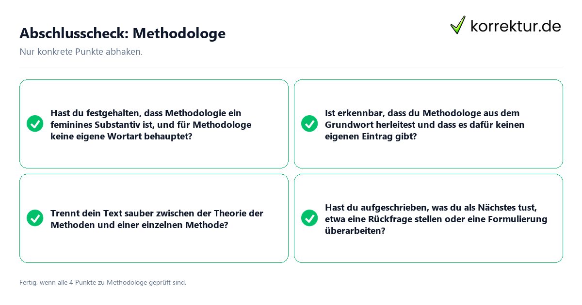 Konkreter Abschlusscheck zu Methodologe