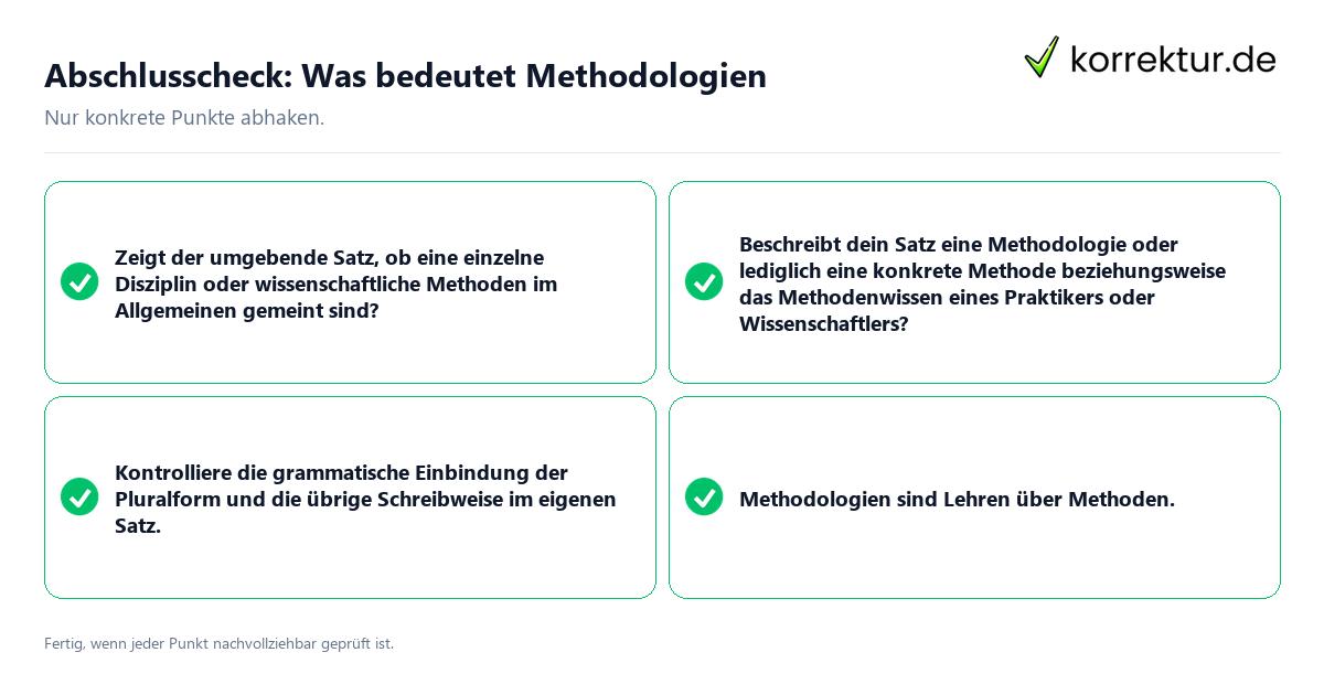 Konkreter Abschlusscheck zu Was bedeutet Methodologien