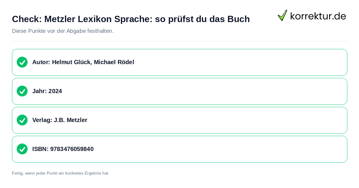 Check: Metzler Lexikon Sprache: so prüfst du das Buch Metzler Lexikon Sprache: so prüfst du das Buch: Prüfliste mit vier Punkten