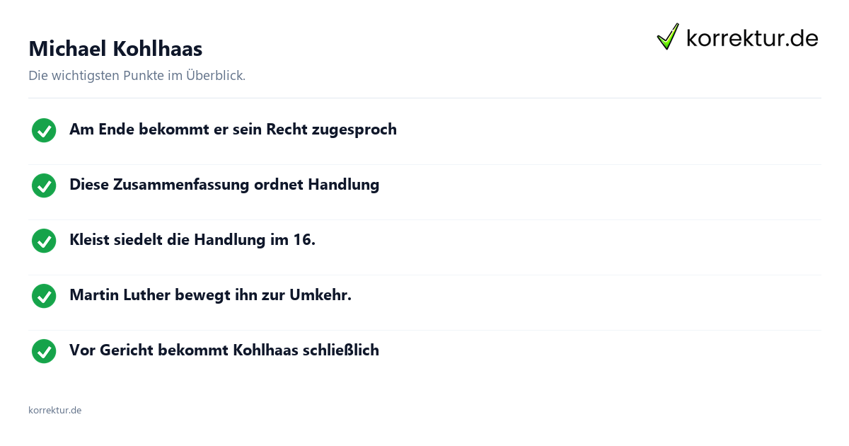 Michael Kohlhaas: Überblick