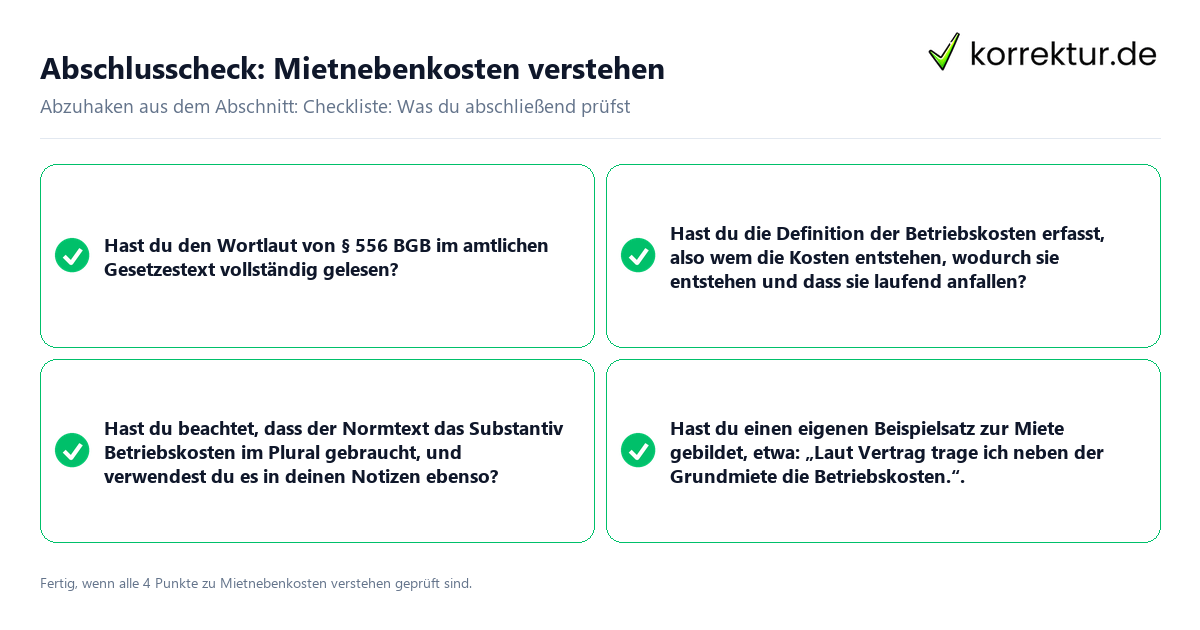 Konkreter Abschlusscheck zu Mietnebenkosten verstehen