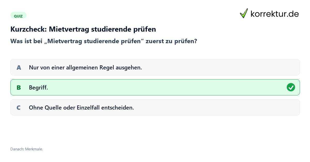Mietvertrag studierende prüfen mit einem Kurzquiz zum sinnvollen nächsten Schritt