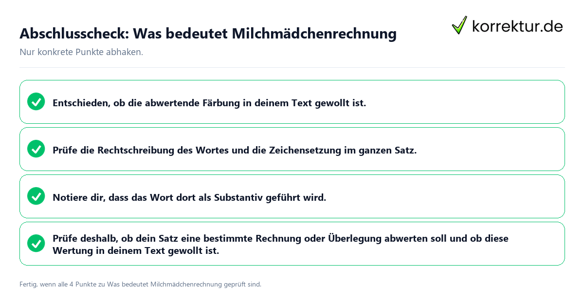 Konkreter Abschlusscheck zu Was bedeutet Milchmädchenrechnung