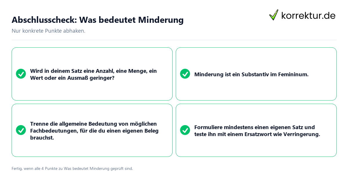 Konkreter Abschlusscheck zu Was bedeutet Minderung