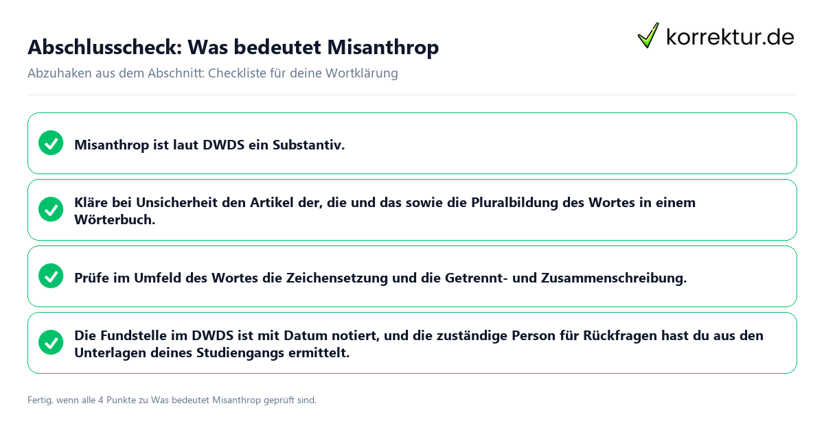 Konkreter Abschlusscheck zu Was bedeutet Misanthrop