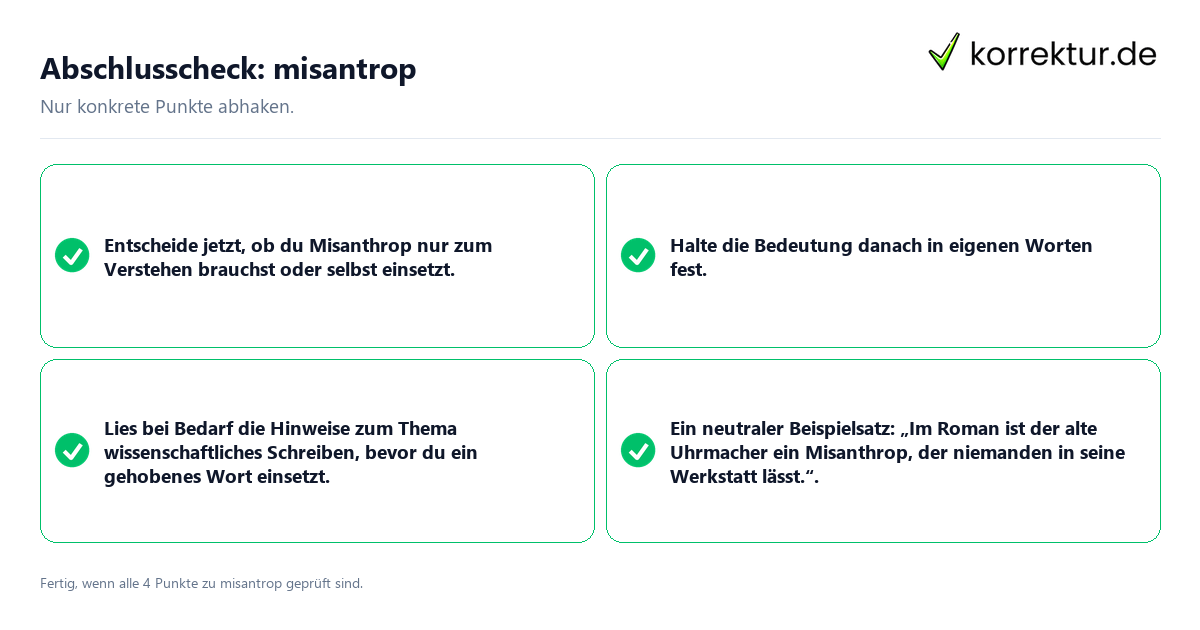 Konkreter Abschlusscheck zu misantrop
