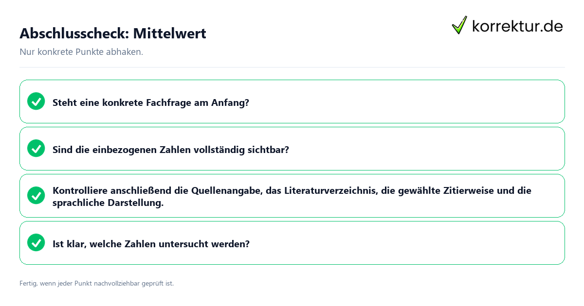 Abschlusscheck: Mittelwert Konkreter Abschlusscheck zu Mittelwert