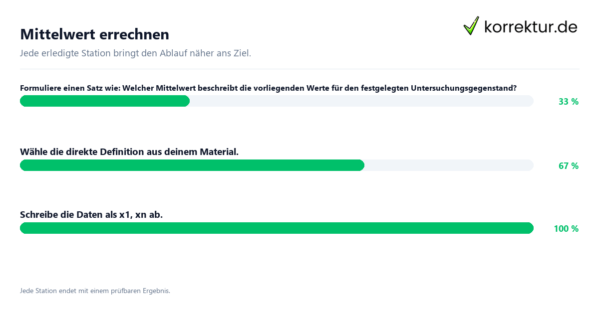 Konkrete Schritte zu Mittelwert errechnen