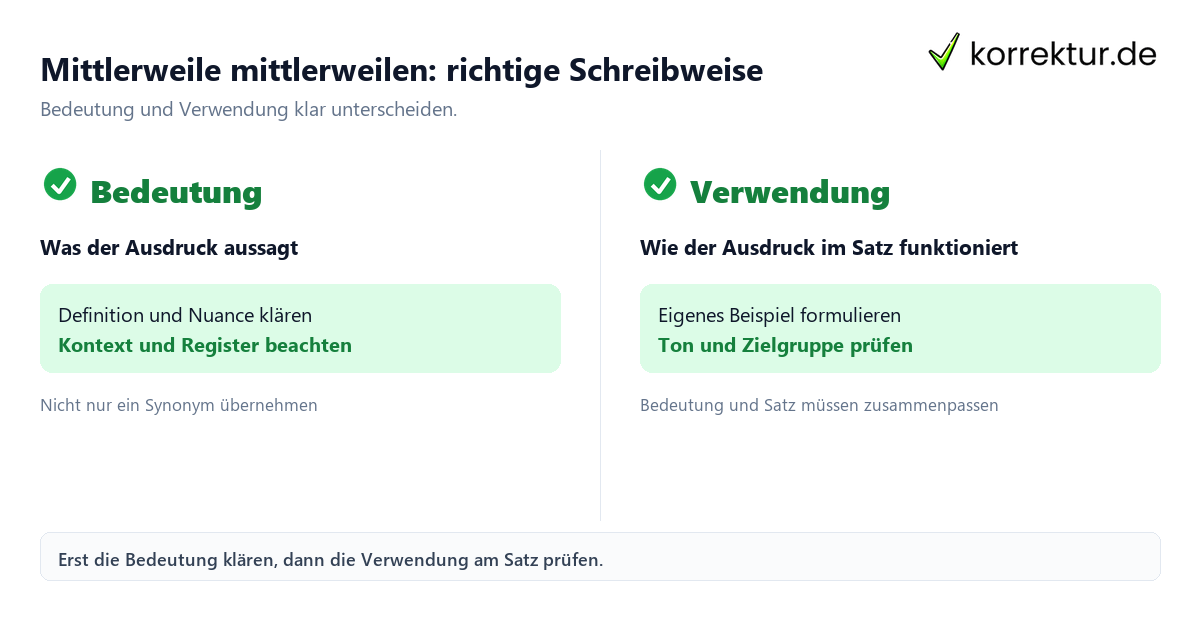 Mittlerweile mittlerweilen: richtige Schreibweise mit Bedeutung und passender Verwendung im Vergleich
