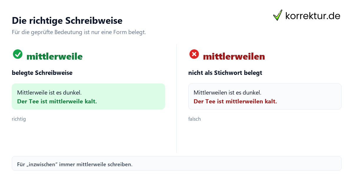 Die richtige Schreibweise Mittlerweile oder mittlerweilen: Das ist richtig im Schreibvergleich