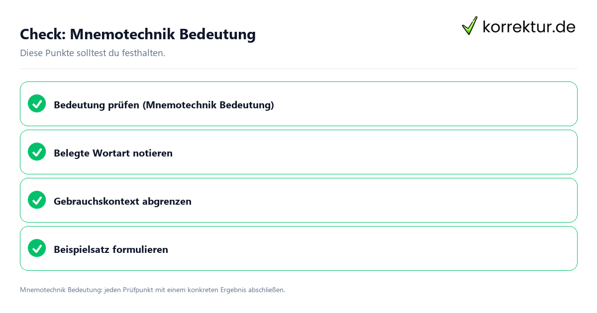 Check: Mnemotechnik Bedeutung Mnemotechnik Bedeutung mit einer themenspezifischen Checkliste