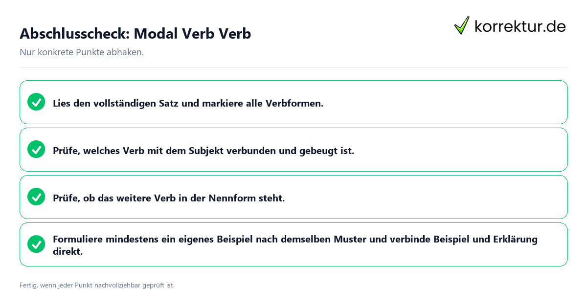 Abschlusscheck: Modal Verb Verb Konkreter Abschlusscheck zu Modal Verb Verb