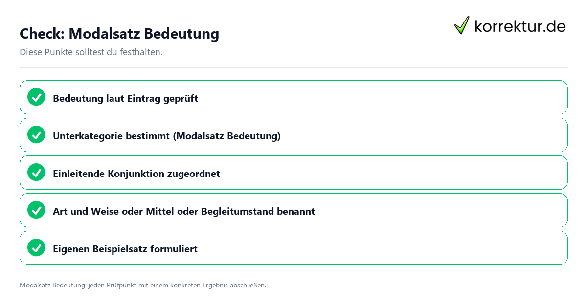Check: Modalsatz Bedeutung Modalsatz Bedeutung mit einer themenspezifischen Checkliste
