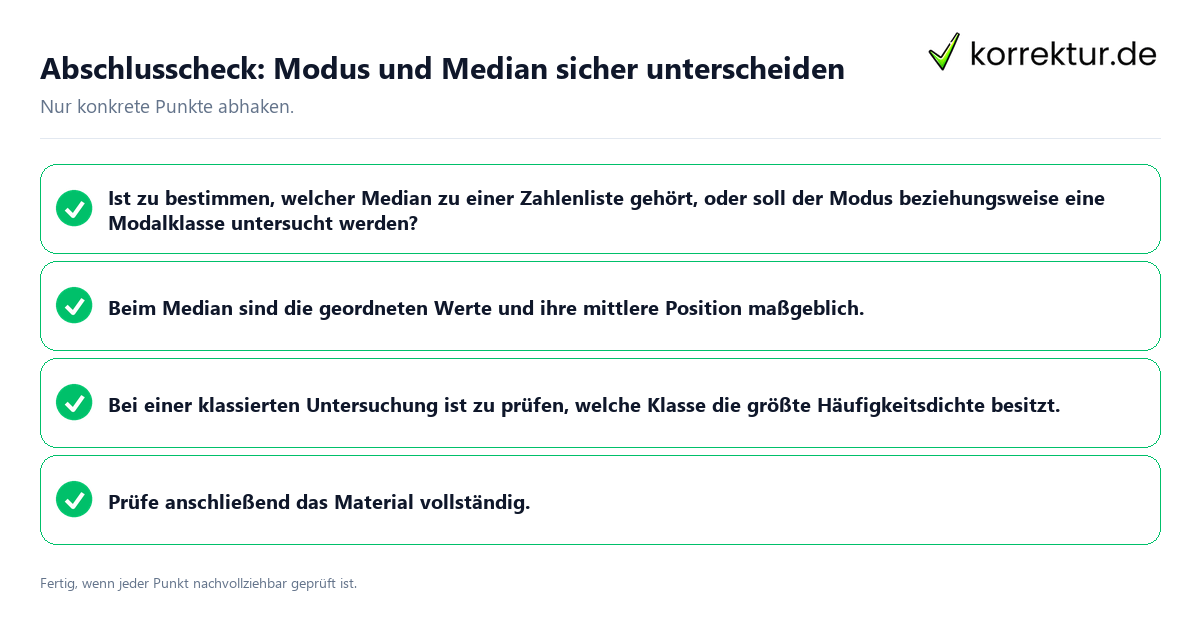 Konkreter Abschlusscheck zu Modus und Median sicher unterscheiden