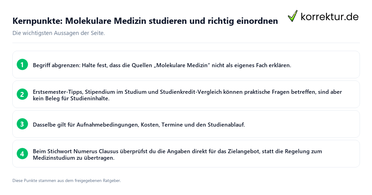 Konkrete Kernpunkte zu Molekulare Medizin studieren und richtig einordnen