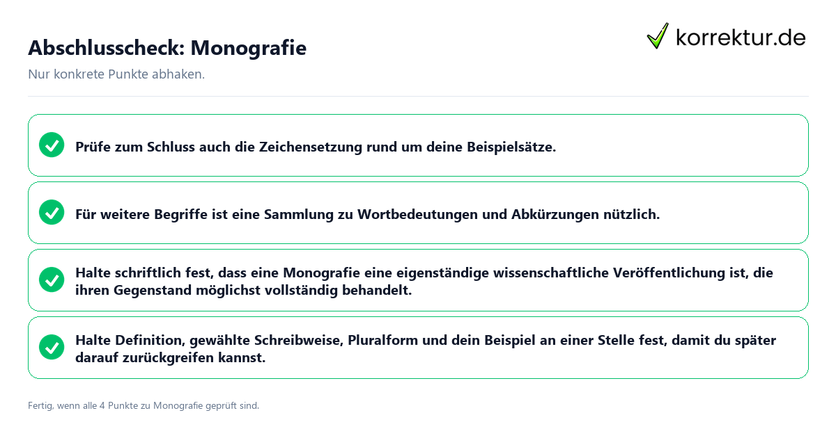 Konkreter Abschlusscheck zu Monografie