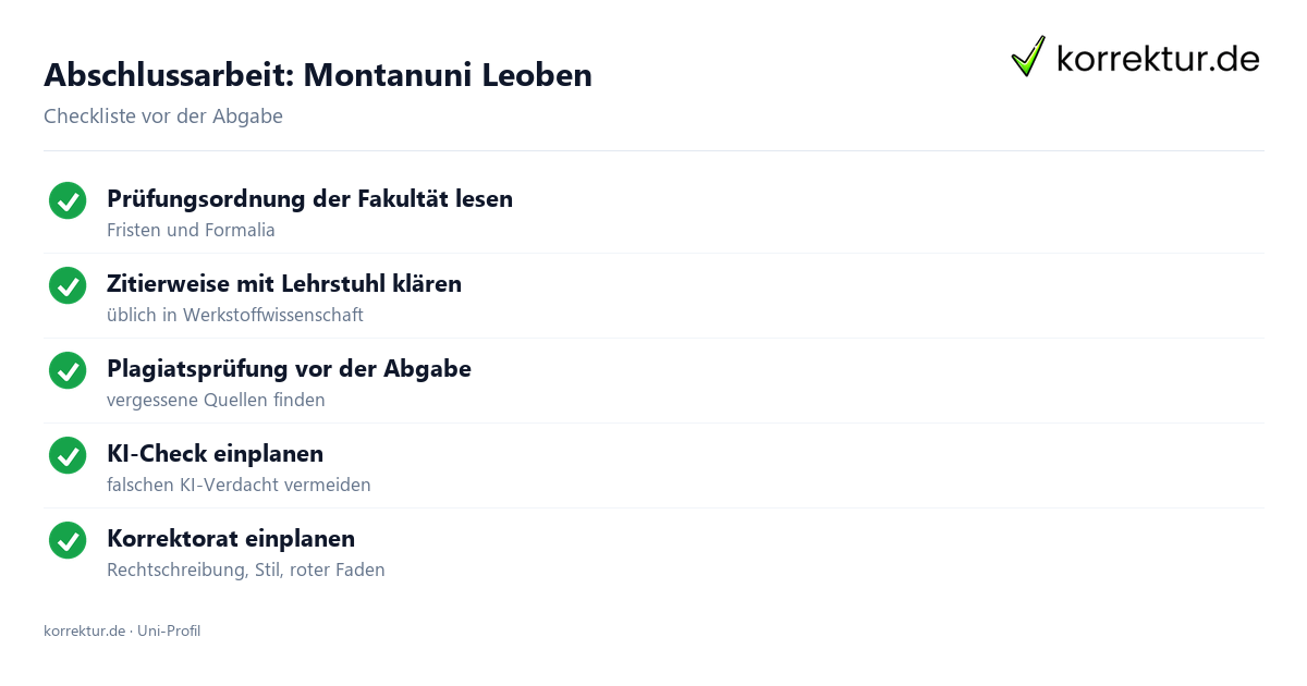 Abschlussarbeit Montanuni Leoben: Formalia, Zitierweise und Plagiatsprüfung vor der Abgabe