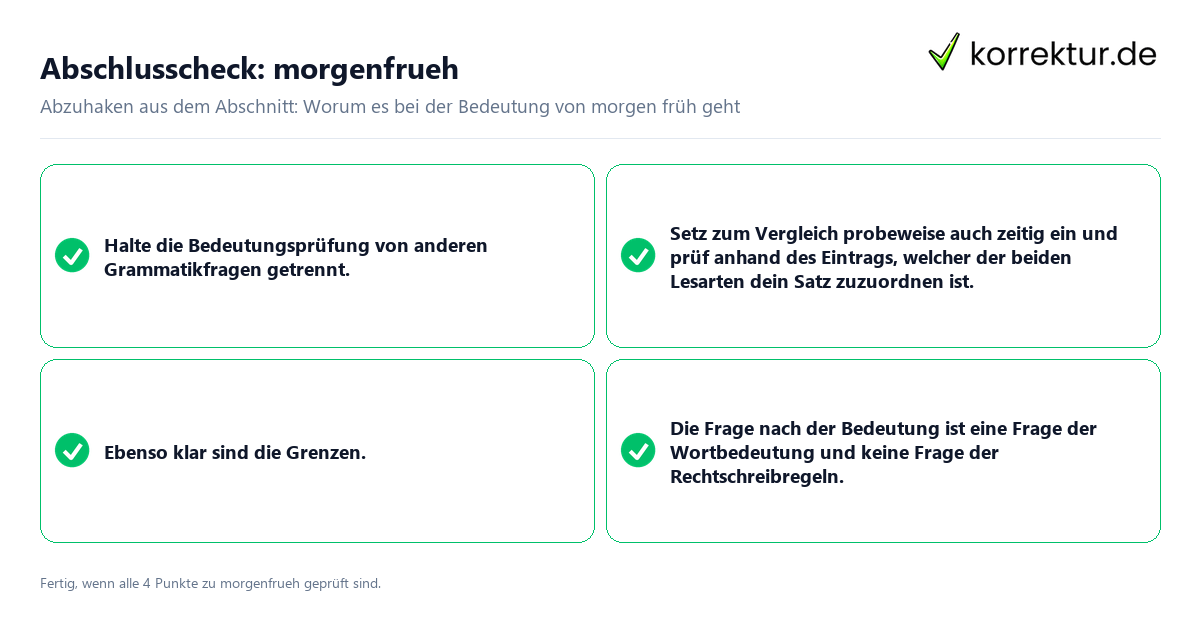 Abschlusscheck: morgenfrüh Konkreter Abschlusscheck zu morgenfrüh