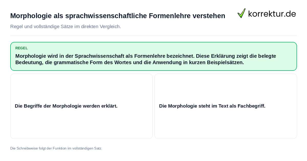 Morphologie als sprachwissenschaftliche Formenlehre verstehen Konkrete Regel und vollständige Beispielsätze zu Morphologie als sprachwissenschaftliche
