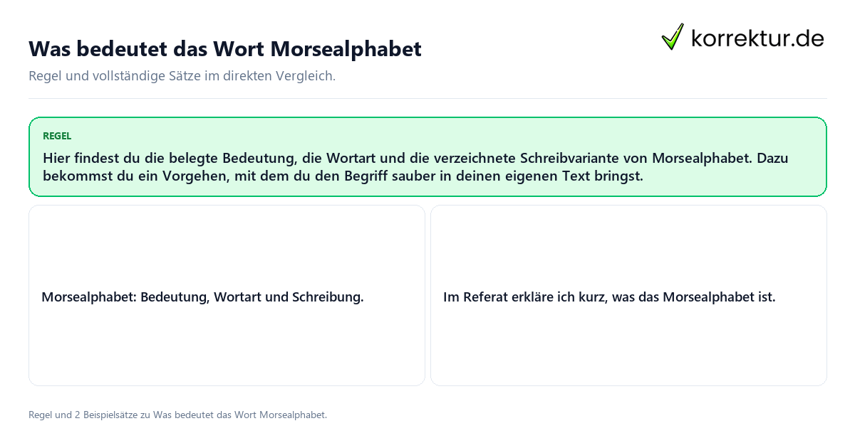 Konkrete Regel und vollständige Beispielsätze zu Was bedeutet das Wort Morsealphabet