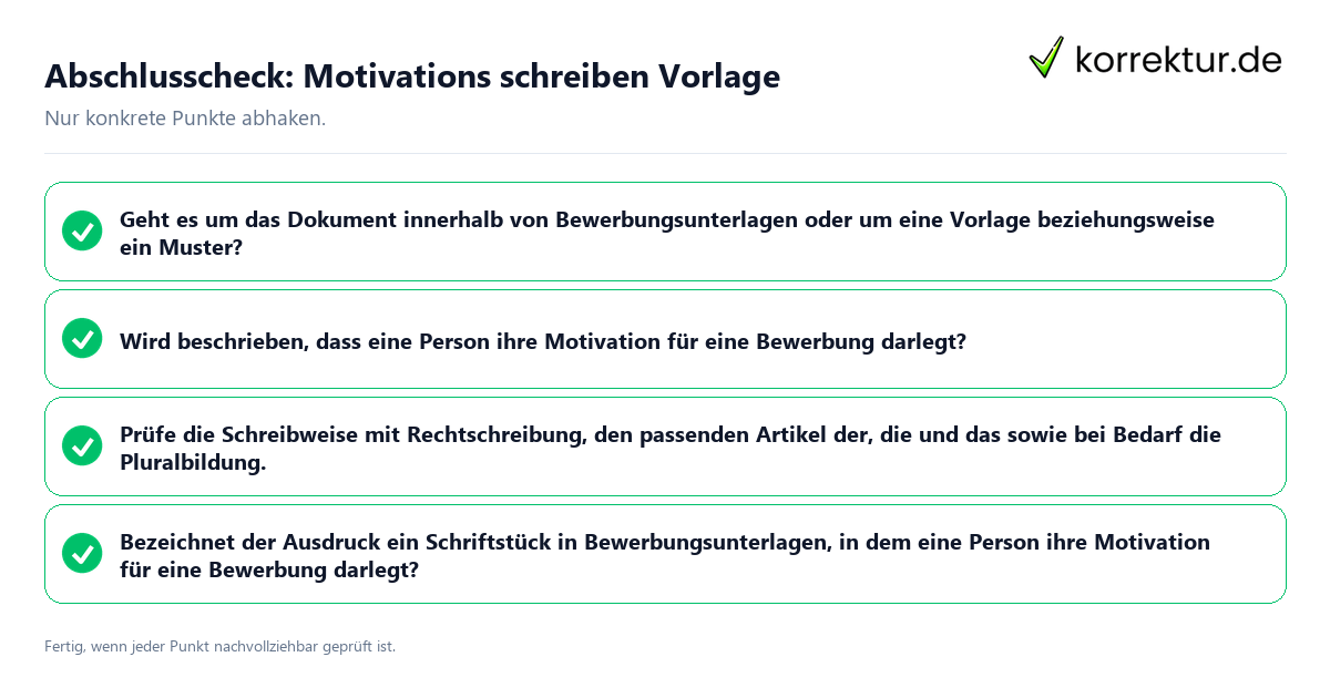 Konkreter Abschlusscheck zu Motivations schreiben Vorlage