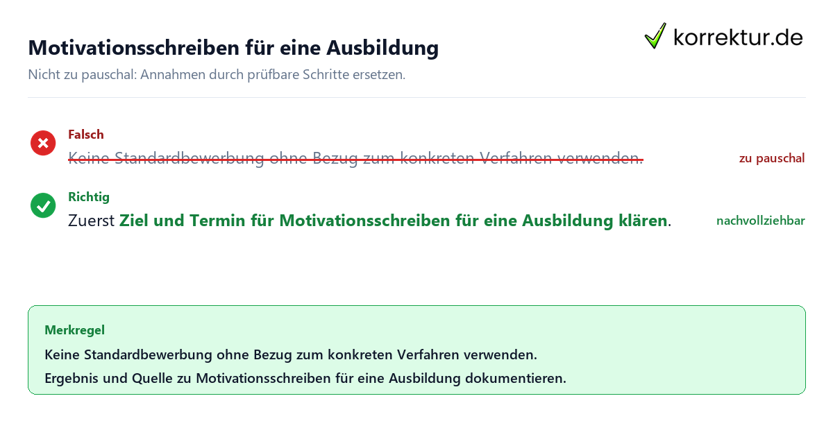Ungeeignete und belastbare Vorgehensweise bei Motivationsschreiben für eine Ausbildung
