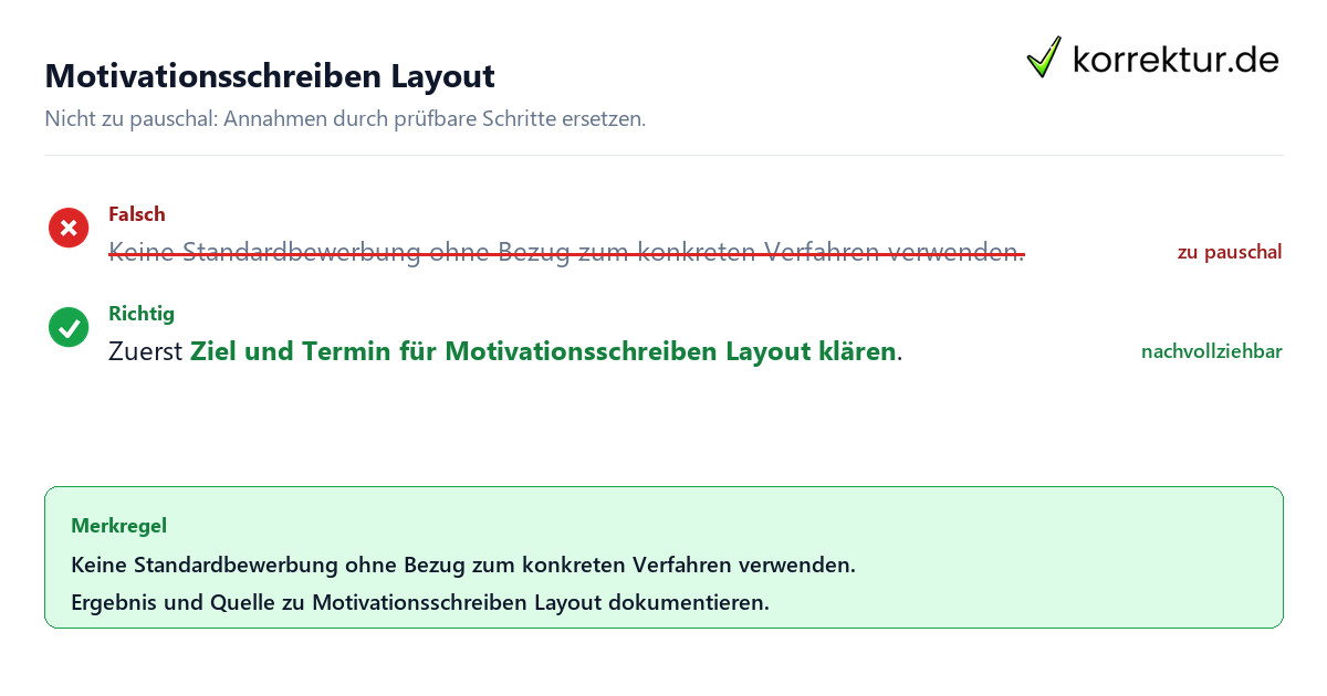 Ungeeignete und belastbare Vorgehensweise bei Motivationsschreiben Layout