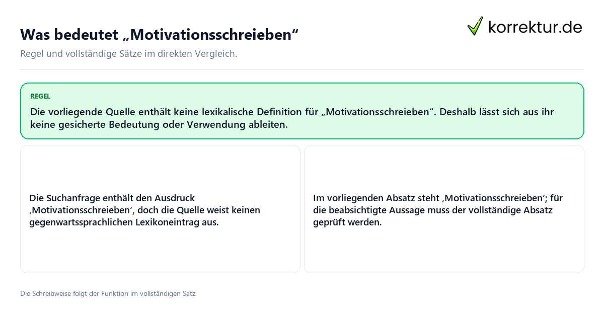 Konkrete Regel und vollständige Beispielsätze zu Was bedeutet „Motivationsschreieben“