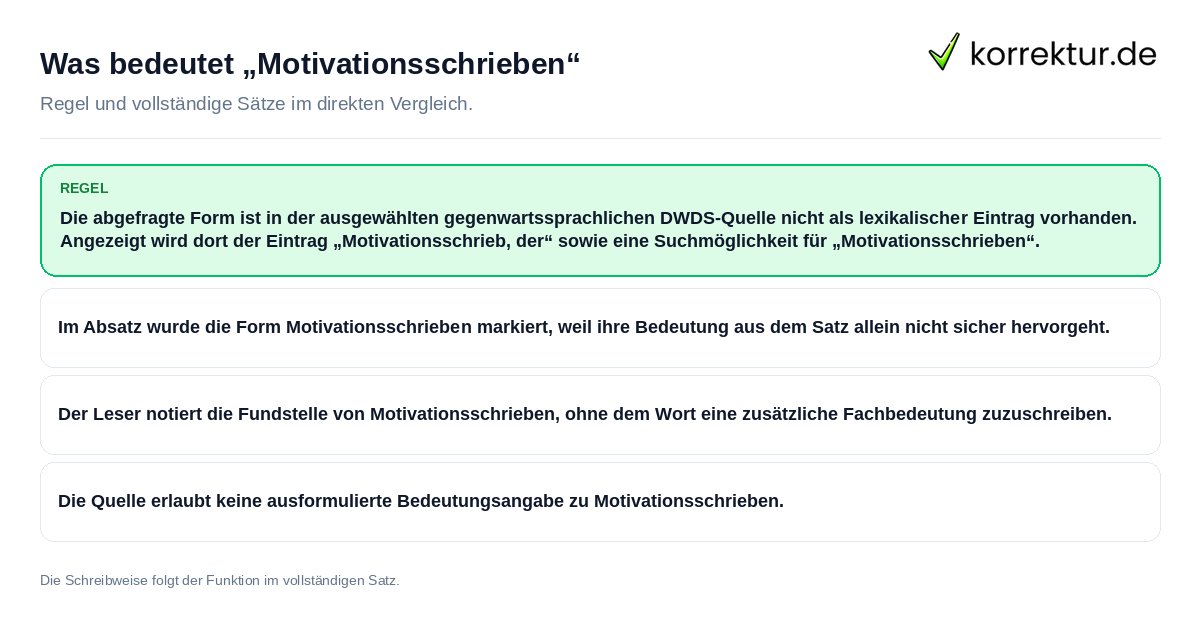 Was bedeutet „Motivationsschrieben“ Konkrete Regel und vollständige Beispielsätze zu Was bedeutet „Motivationsschrieben“