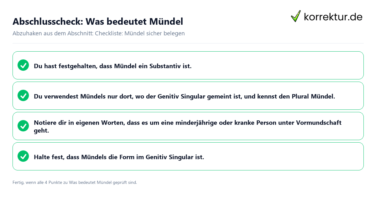 Konkreter Abschlusscheck zu Was bedeutet Mündel