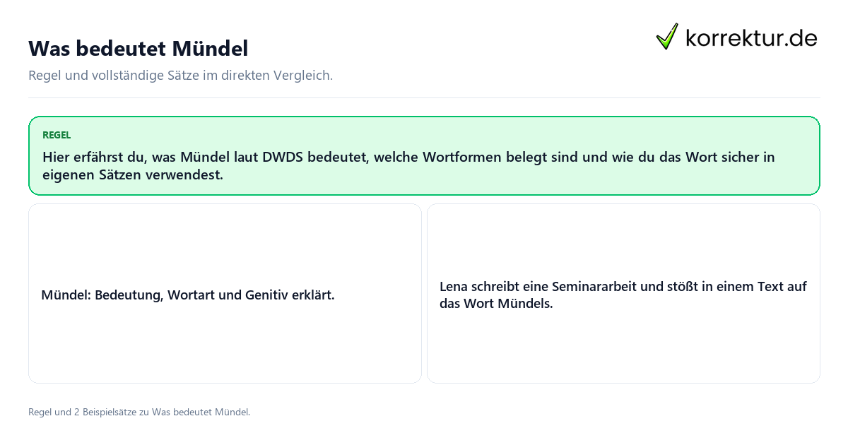 Konkrete Regel und vollständige Beispielsätze zu Was bedeutet Mündel