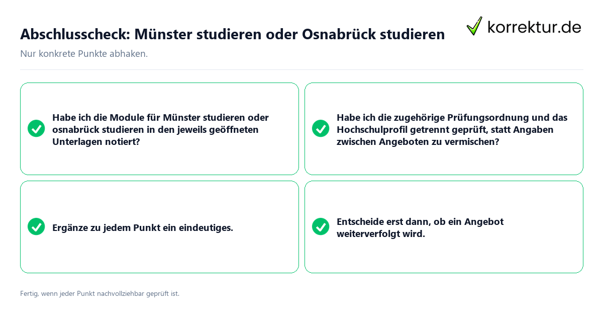 Abschlusscheck: Münster studieren oder Osnabrück studieren Konkreter Abschlusscheck zu Münster studieren oder Osnabrück studieren