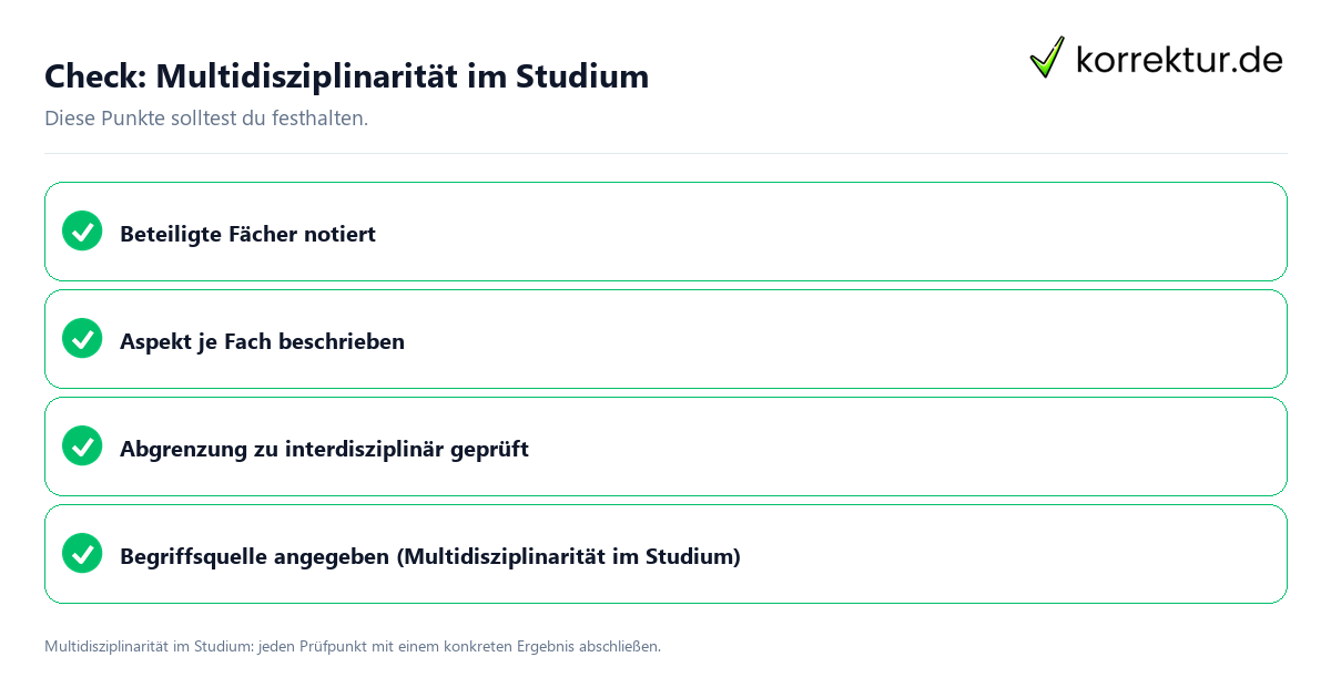 Multidisziplinarität im Studium mit einer themenspezifischen Checkliste