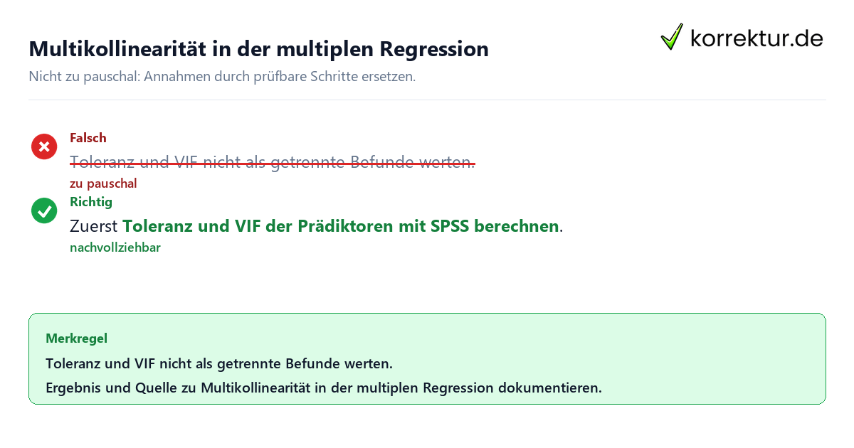 Ungeeignete und belastbare Vorgehensweise bei Multikollinearität in der multiplen Regression