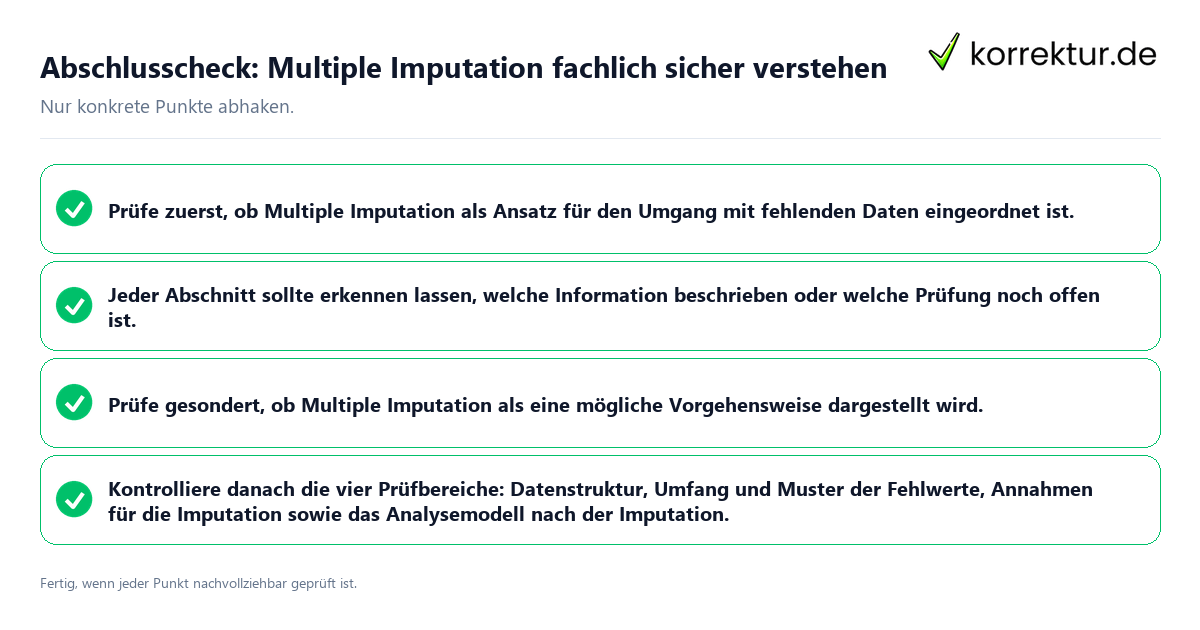 Abschlusscheck: Multiple Imputation fachlich sicher verstehen Konkreter Abschlusscheck zu Multiple Imputation fachlich sicher verstehen