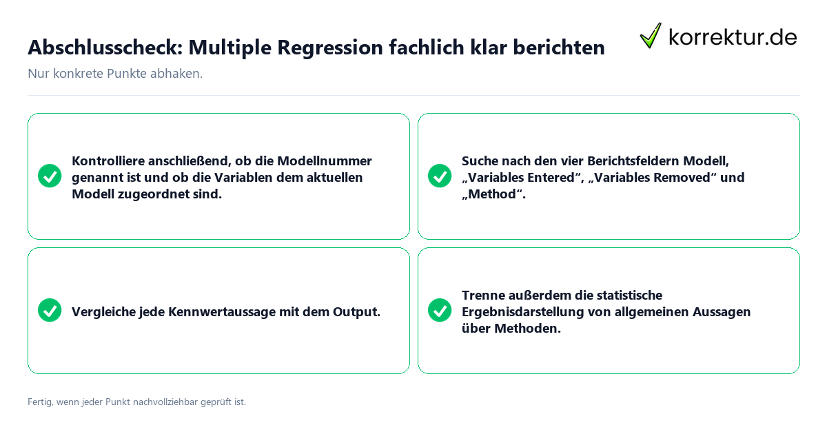 Abschlusscheck: Multiple Regression fachlich klar berichten Konkreter Abschlusscheck zu Multiple Regression fachlich klar berichten