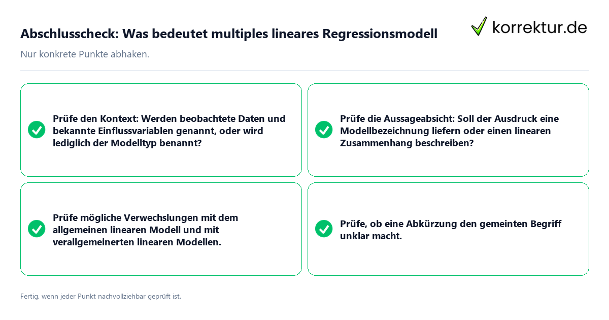Konkreter Abschlusscheck zu Was bedeutet multiples lineares Regressionsmodell