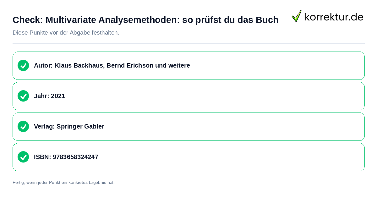 Check: Multivariate Analysemethoden: so prüfst du das Buch Multivariate Analysemethoden: so prüfst du das Buch: Prüfliste mit vier Punkten