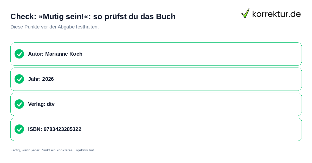 Check: »Mutig sein!«: so prüfst du das Buch »Mutig sein!«: so prüfst du das Buch: Prüfliste mit vier Punkten